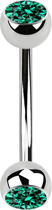 Actual product image Star Piercing Micro banana silver with two turquoise crystal balls (without brass, Surgical steel 316L)