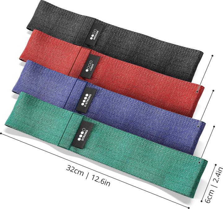 Immagine prodotto BeMaxx Fitness Loop Band Set da 5, Tessile (0.32 m, Extra strong, Light, Strong, Medio)