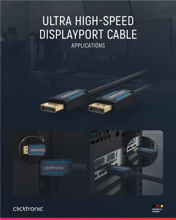 Produktbild clicktronic DisplayPort Cable 1.4. M/M. Blue. 2.0m (2 m, DisplayPort)