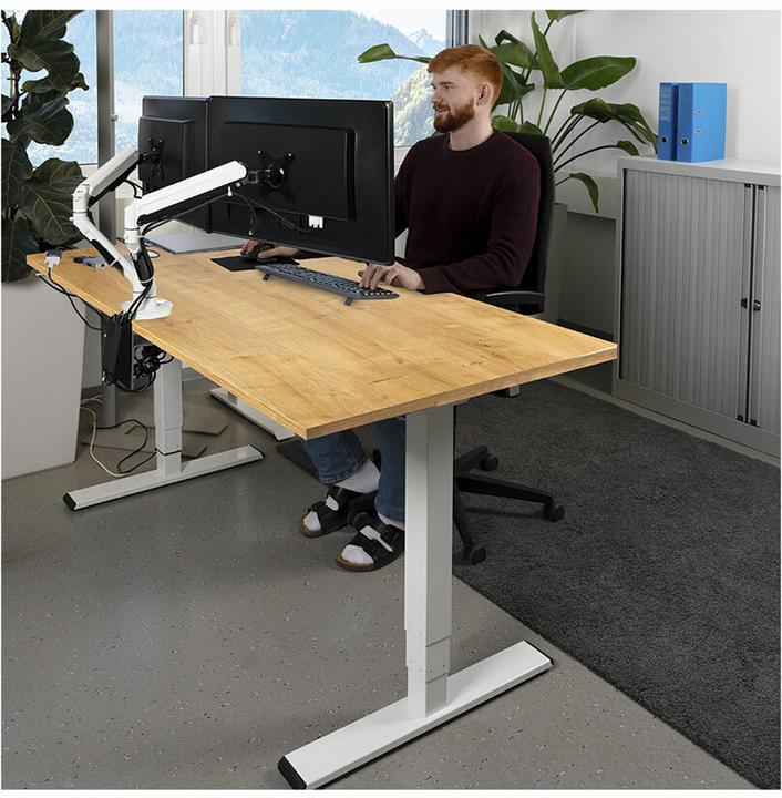 Produktbild Contini höhenverstellbarer Bürotisch 1.6 x 0.8 m Eichendekor / Gestell weiss