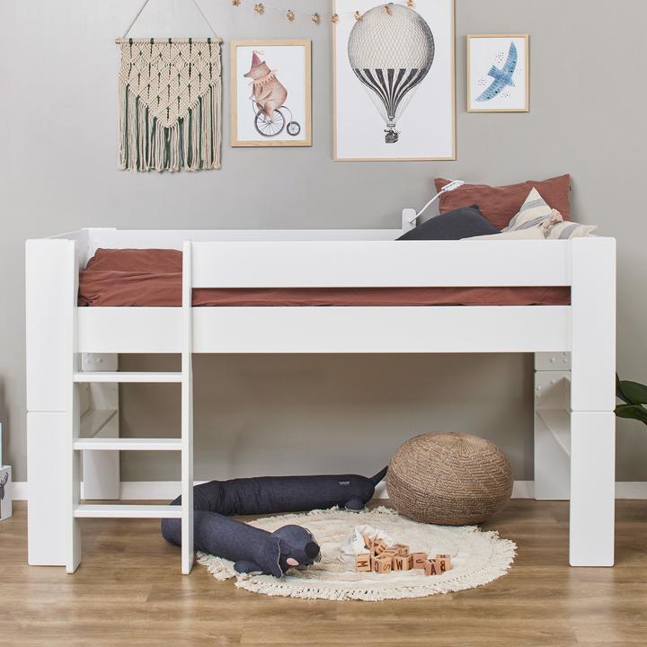 Produktbild Hoppekids Steens For Kids Halbhochbett Kinderhochbett Hochbett 90x200 cm weiss, umbaubar aus MDF, weiss (90x200)