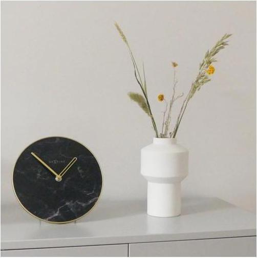 Actual product image Nextime Table Clock Marble Ø 20 cm Black (20 cm)
