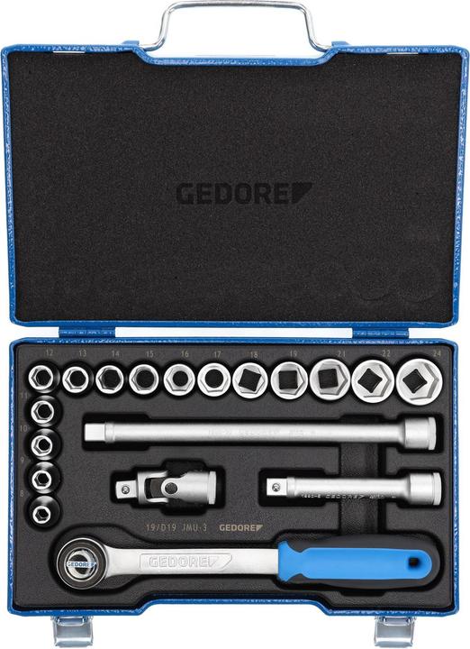 Image du produit Gedore 19 JMU-3 Jeu de douilles 1/2", 19 pièces, 6 pans, 8-24 mm (10 mm, 11 mm, 12 mm, 13 mm, 14 mm, 15 mm, 16 mm, 17 mm, 18 mm, 19 mm, 21 mm, 22 mm, 24 mm, 8 mm, 9 mm)