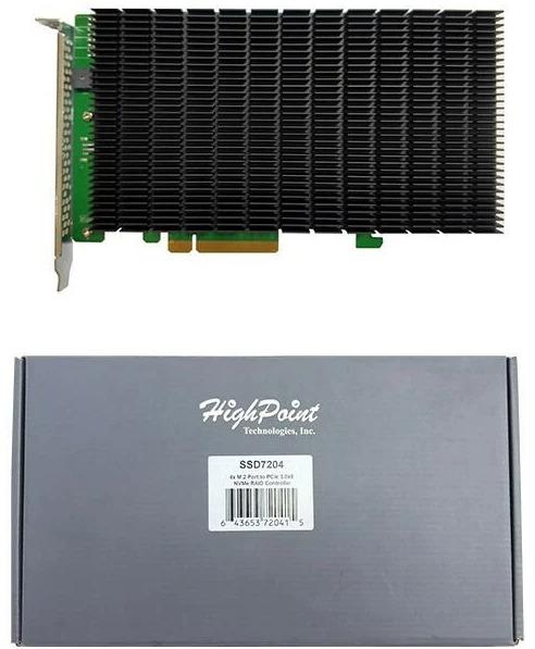 Immagine prodotto HighPoint Controller RAID SSD7204 4x M.2 NVMEx4v3, PCI-Ex8