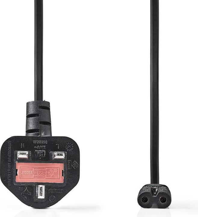 Produktbild Nedis UK Stromkabel | UK Stecker | IEC-320-C7 | 5.00 m | Ja | 2x 0.75 mm² | Kupfer | Rund | Vernicke (5 m)