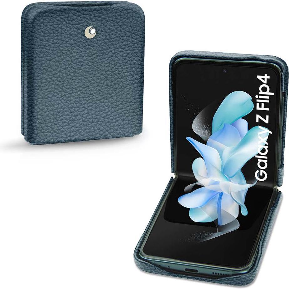 Noreve Lederschutzhülle Samsung Galaxy Z Flip4 (Samsung Galaxy Z Flip4), Smartphone Hülle, Blau