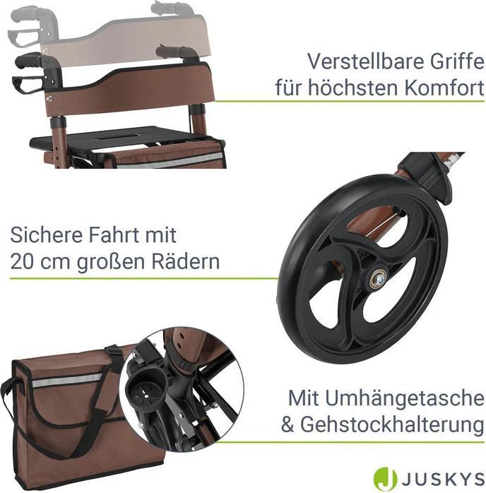 Immagine prodotto Juskys Rollator pieghevole Vital con seggiolino e borsa per la spesa