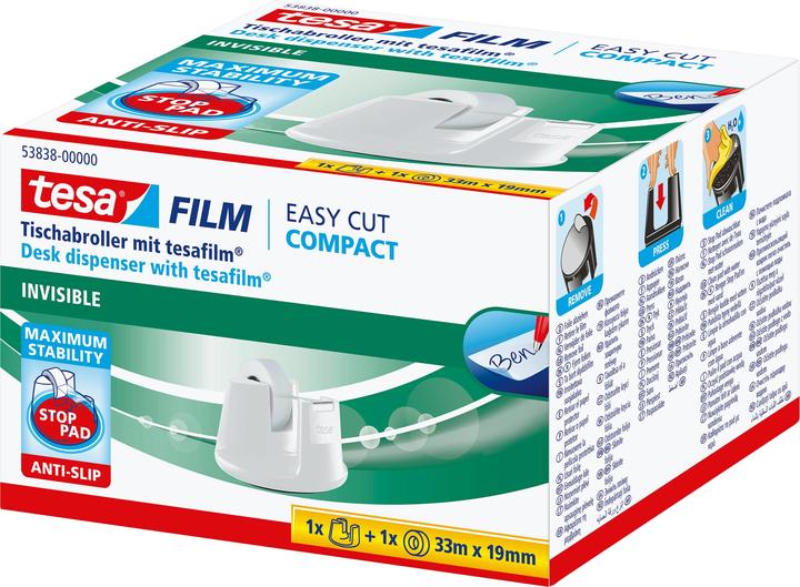 Produktbild tesa tesafilm COMPACT Tischabroller, Klebeband-Spender mit Anti-Rutsch-Boden, inkl. 1 Rolle tesafilm