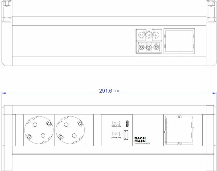 Produktbild Bachmann DESK 2xCEE7/3 1xUSB A&C (3x, CEE 7/3)