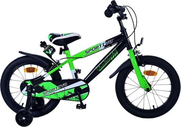 Actual product image Volare Sportivo Children's Bicycle - Boys - 16 Inch - Green Black - Two hand brakes (31679) (16")
