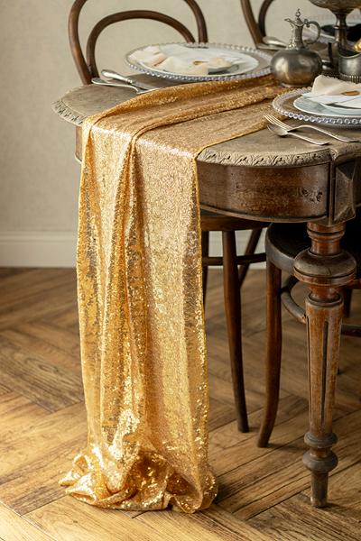 Actual product image Partydeco Tischläufer mit goldenen Pailletten