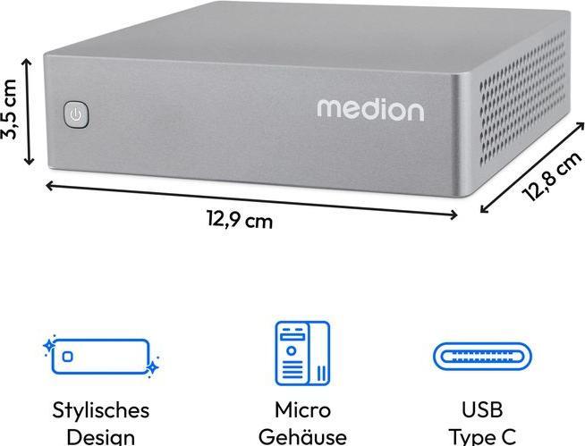 Immagine prodotto Medion Mini PC S06 (MD35370) (512 GB, 16 GB, Intel Core i5-1335U, Grafica Intel Iris)