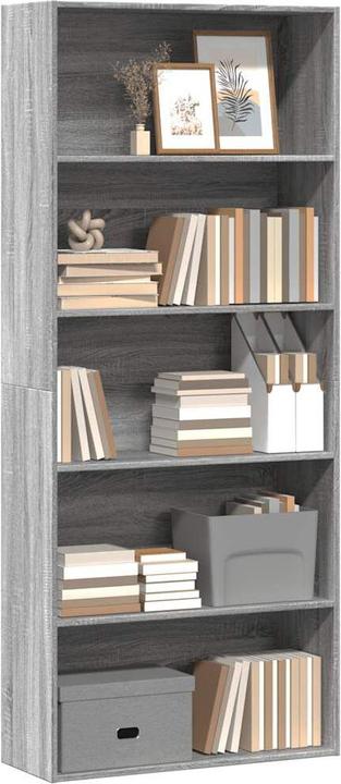 Produktbild vidaXL Bücherregal Bücherschrank Standregal Raumteiler Grau Sonoma Holzwerkstoff (80 x 30 x 189 cm)