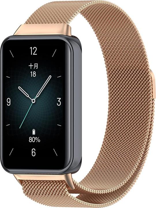 Techsuit - Watchband 20mm (W009) - Honor Band 9 - Rose Gold (20 mm, Edelstahl, Magnet)