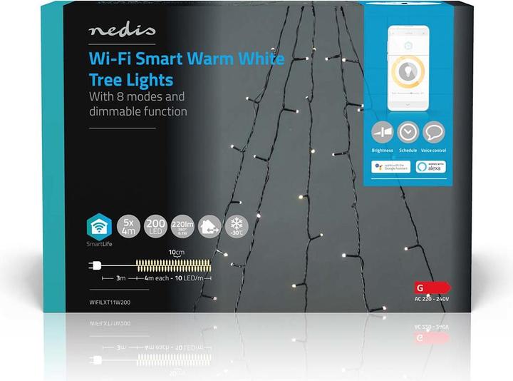 Image du produit Nedis SmartLife LED décoratives | Wi-Fi | Blanc chaud | 200 LED | 5 x 4 m | Android™ / IOS (Blanc chaud, Extérieur, Intérieur)