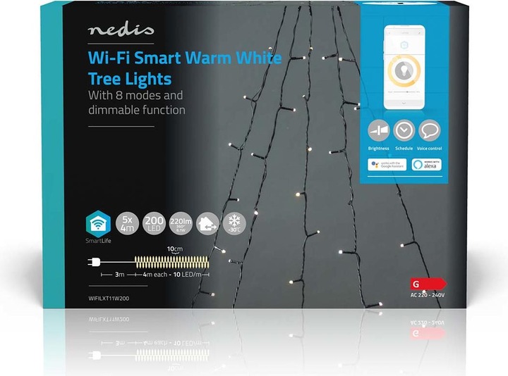 Image du produit Nedis SmartLife LED décoratives | Wi-Fi | Blanc chaud | 200 LED | 5 x 4 m | Android™ / IOS
