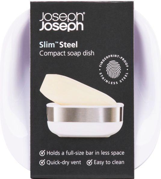 Immagine prodotto Joseph Joseph 70533 Portasapone da bagno Slim Compact in acciaio - Bianco/Acciaio