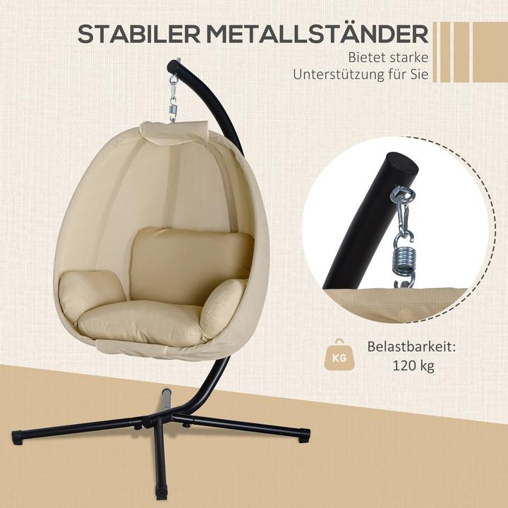 Produktbild Outsunny Hängesessel Metall, Polyester Khaki