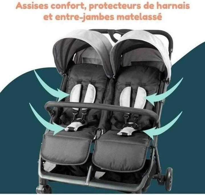 Actual product image Bambisol Double Side-by-Side Twin Stroller from Birth with Compact Fold