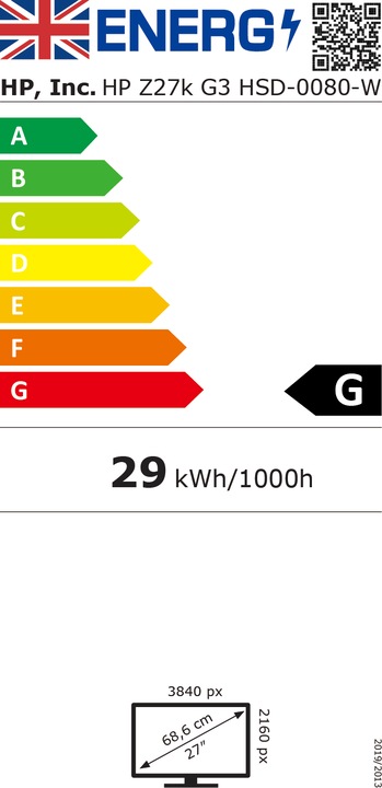 Energie-Label HP Z27k G3 (3840 x 2160 Pixel, 27")