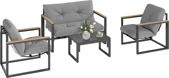 Produktbild Outsunny Gartenmöbel Set Stahl, Polyester Hellgrau