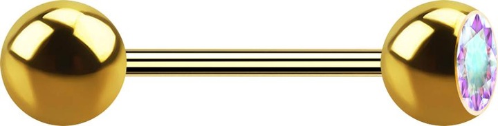 Produktbild Star Piercing Micro Barbell vergoldet mit Kugel und Kugeln Kristall multicolor (Chirurgenstahl 316L, ohne Messing)