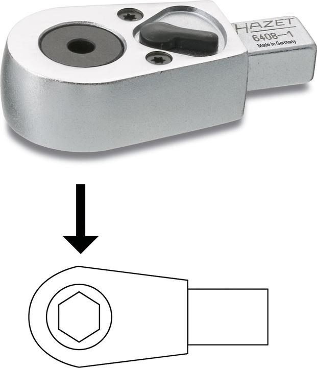 Immagine prodotto HAZET Testa a cricchetto per inserti 6408 ∙ Attacco quadro ad innesto 9 x 12 mm ∙ Attacco esagonale…