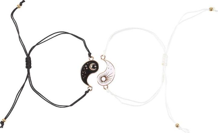Actual product image Something Different Yin Yang Charm Bracelet (Pack of 2) (1.20 cm, 100% synthetic material)