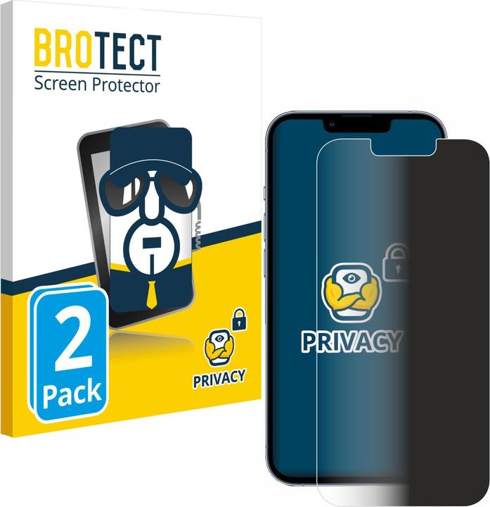 BROTECT Sichtschutzfolie Anti-Spy Privacy Folie Blaulicht-Schutz (2 Stück, Apple iPhone 13 Pro)