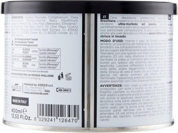 Nährwerte und Zutaten Naturaverde Brasilianisches Haarentfernungswachs Schwarz Löslich 400ml (400 ml, 1 x, 10 g)