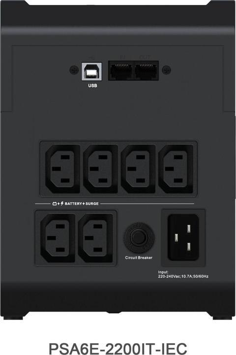 Image du produit Vertiv PSA6E-2200IT-IEC, Interactivité de ligne, 2,2 kVA, 1225 W, Sinus, 140 V, 290 V (2200 VA, 1225 W, Line-interactive Onduleur)
