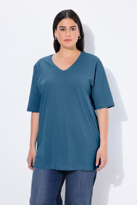 Image du produit Ulla Popken T-shirt coupe Relaxed Fit, décolleté en V et manches courtes (50, 52)