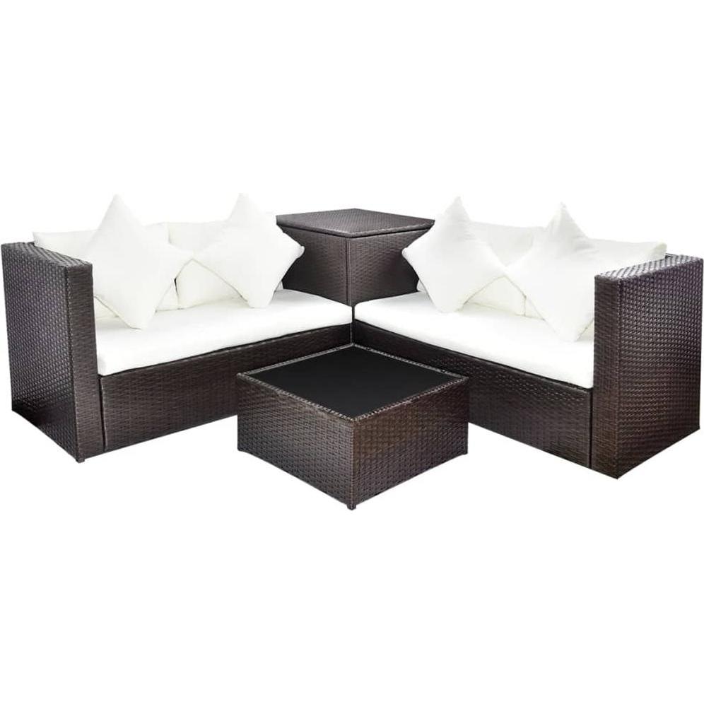 VidaXL, Gartenlounge, 4-tlg. Garten-Lounge-Set mit Auflagen