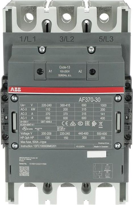 Produktbild ABB AF370-30-22-13 Schütz 100-250V 50/60Hz / 1SFL607002R1322
