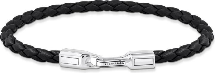 Immagine prodotto Thomas Sabo Bracciale in pelle stretto in argento nero (15 cm, Cuoio, Argento 925, Annerito)
