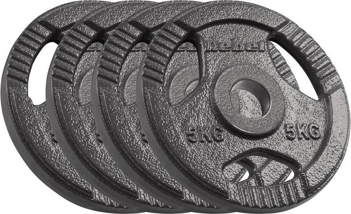 Produktbild Rebel Gusseisernes olympisches Gewichtset 4x5kg Loch 51mm Scheibe mit Griffen ACTIVE (4 x 5 kg)