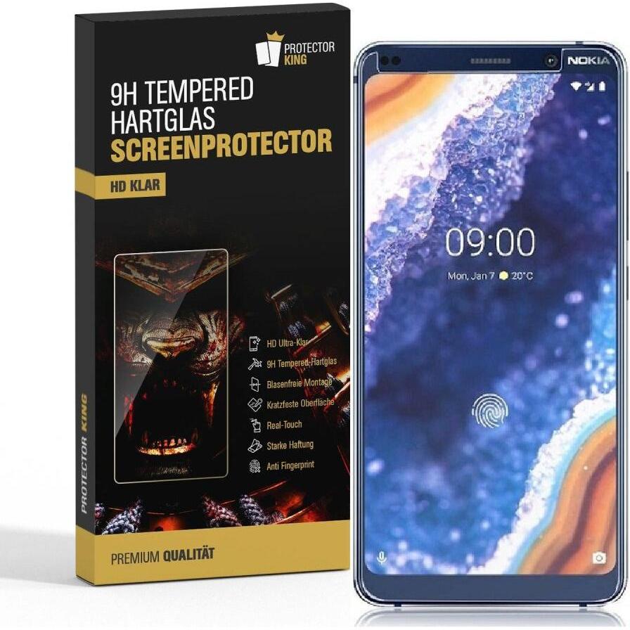 Protectorking 6x echtes Tempered 9H Panzerhartglas 3D KLAR (6 Stück, Nokia 9), Smartphone Schutzfolie