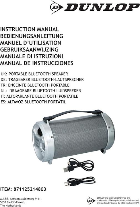 Produktbild Dunlop Speaker BT portable 20W PVC
