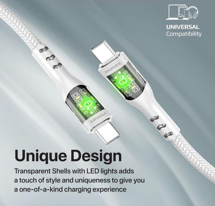 Actual product image ProMate TransLine-CC White USB-C Cable 24K (1.20 m, USB 2.0, 60 W)