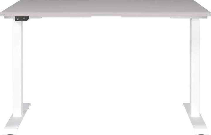 Actual product image Germania JET height-adjustable desk cashmere rectangular, T-leg frame white 120.0 x 80.0 cm (120 x 80 cm)