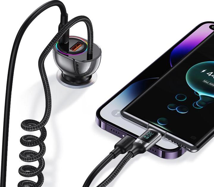 Produktbild Usams Ład. sam. C37 1xUSB+1xUSB-C 60W + kabel USB-C 30W PD+QC Fast Charge czarny/black CC192CC01 (US