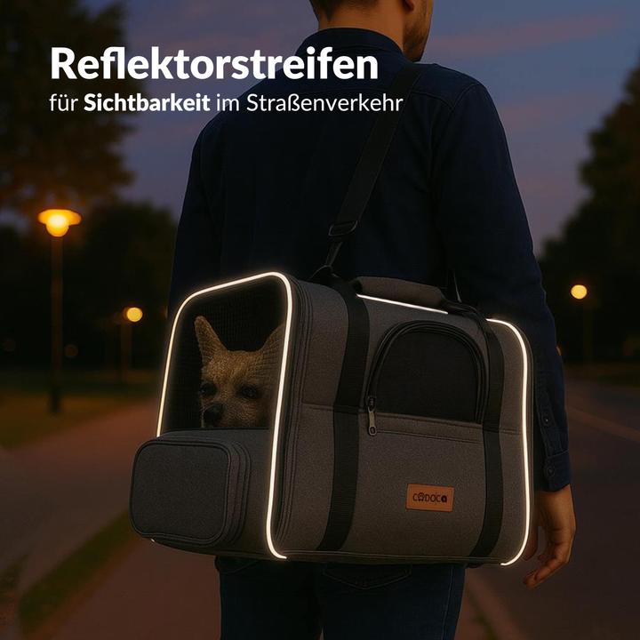 Produktbild Cadoca Haustiertragetasche (Katze, Reflektoren, Faltbar, Waschbar, Komplett zu öffnen)