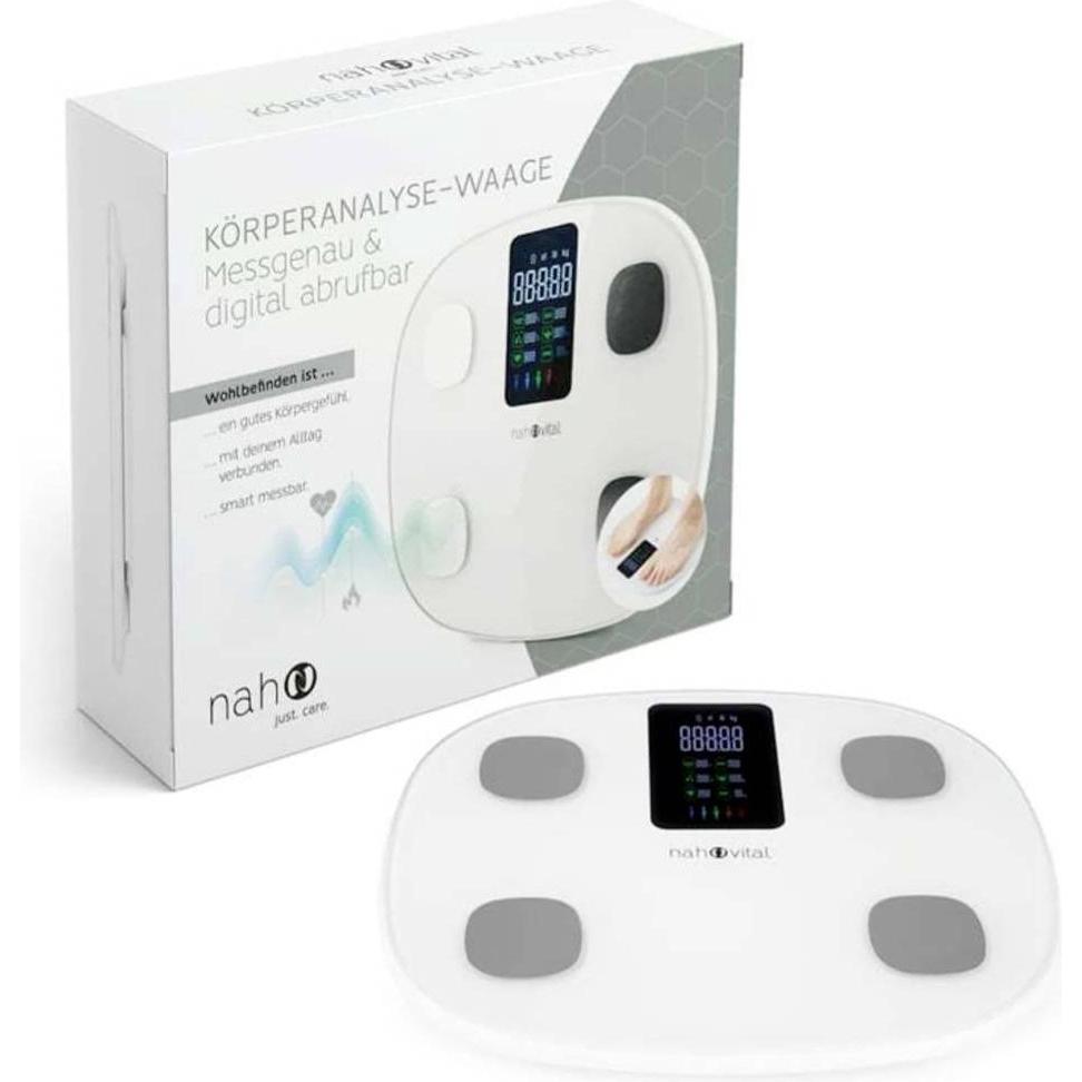 Nah-vital, Personenwaage, Smart 6V Körperanalysewaage Wägebereich (max.)=150 kg Weiss (180 kg)