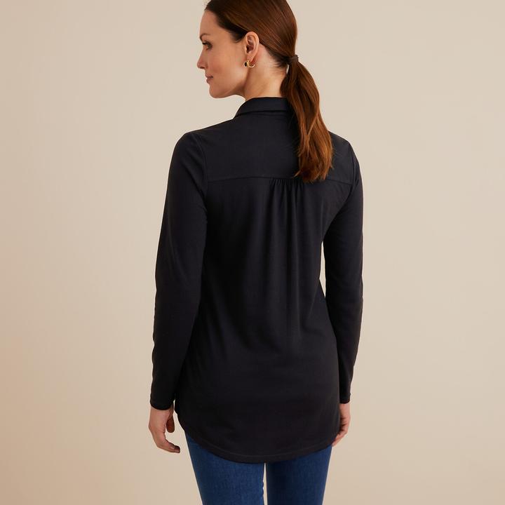 Anne Weyburn Long-sleeved blouse shirt with polo collar