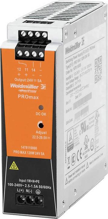 Image du produit Weidmüller PRO TOP3 240W 24V 10A Alimentation à découpage 24 V/DC 10 A 240 W (240 W)