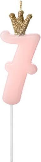 Partydeco Zahlenkerze mit goldener Krone Zahl 7 (1 x)