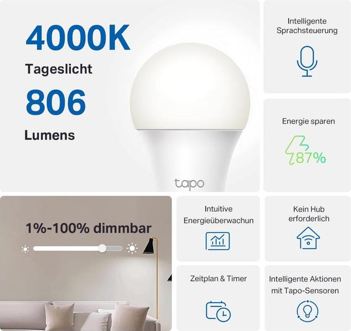 Produktbild TP-Link Tapo (E27, 806 lm, 1 x)