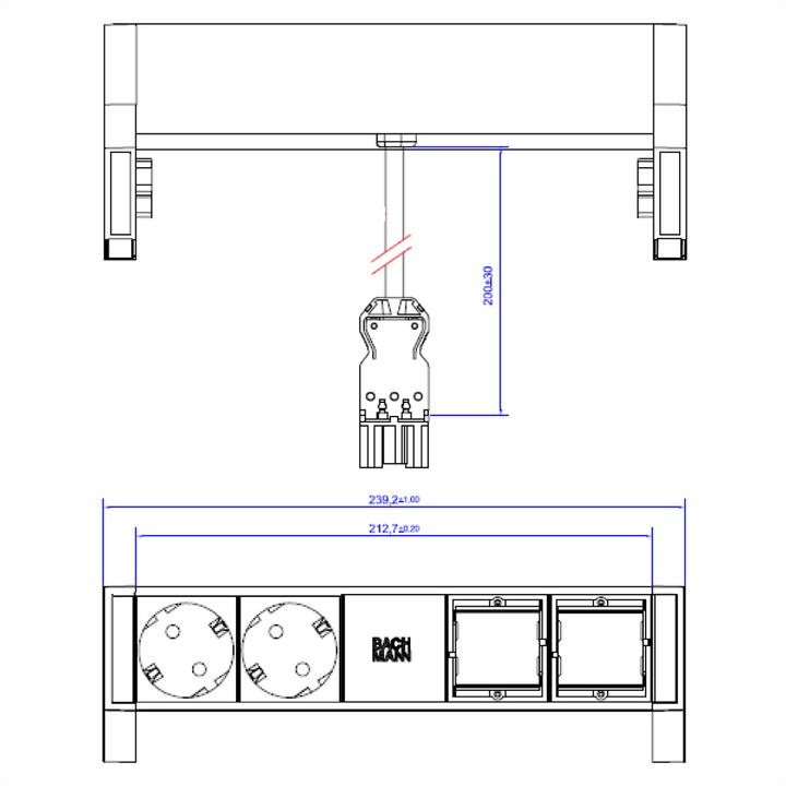 Produktbild Bachmann DESK2 - 2xSchuko & 2xEmpty (2x, CEE 7/3)
