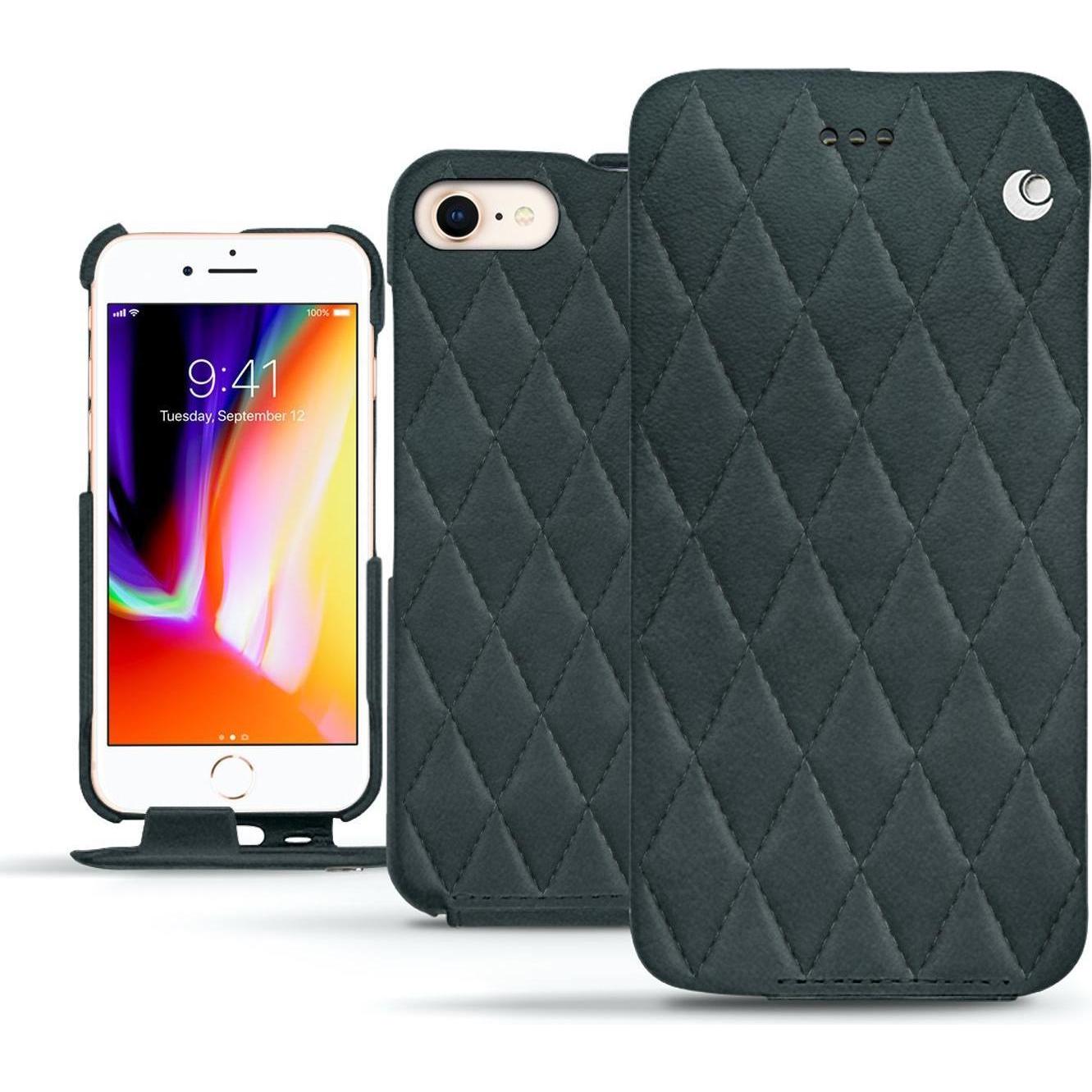Noreve Lederschutzhülle vertikal (Apple iPhone 8), Smartphone Hülle, Blau
