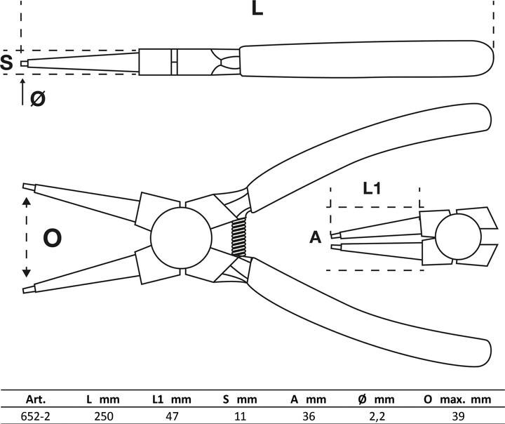 Produktbild BGS Sprengringzange gerade für Innensprengringe 250 mm (250 mm)